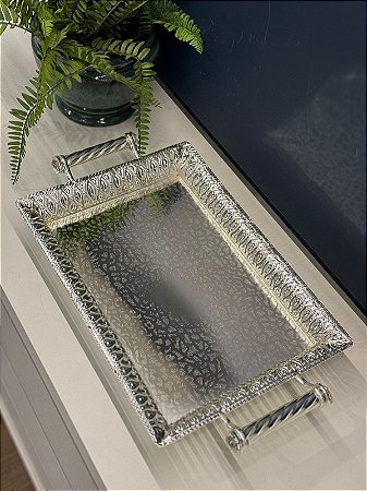 Bandeja - Metal - Prata - 49CM