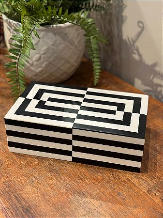 Caixa Decorativa - Osso - Porta Jóias - Preto e Branco - 23X13
