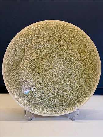 Centro de Mesa em Vitral - Pequeno - Verde e Off White