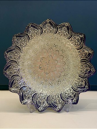 Centro de mesa em Vitral - Estrela - Grande - Roxo e Prata