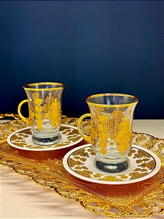 Copo Turco - Pares - Vidro Turquia - Dourado
