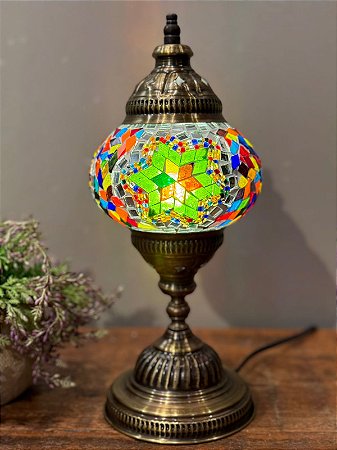 Luminária Turca - Mosaico - Tamanho M - Colorida