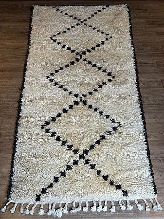 Tapete Marroquino - Beni Berber Ourain - Lã de Ovelha Artesanal - 2,0MT X 0,94MT