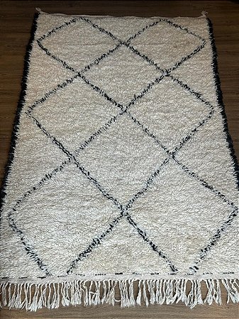Tapete Marroquino - Beni Berber Ourain - Lã de Ovelha Artesanal - 2,20MT X 1,30MT