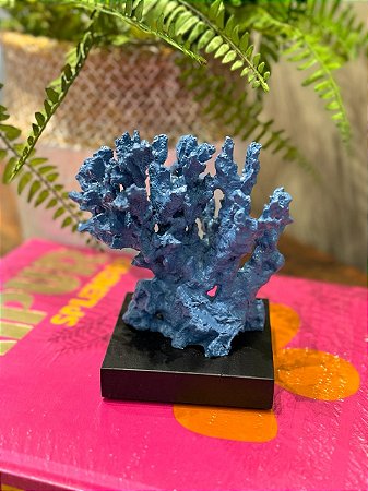 Coral com Base - Resina - Azul