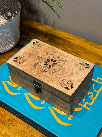 Caixa Decorativa - Madeira Entalhada 19X11 - Porta Jóias