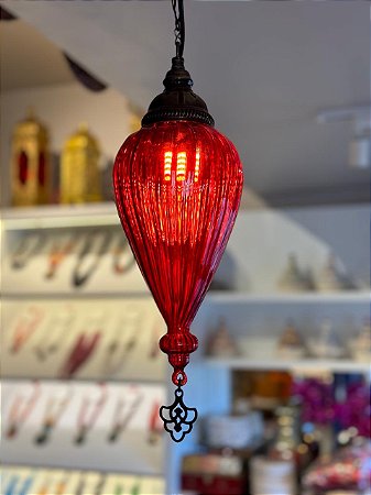 Luminária de Teto Turca Vermelha