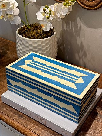 Caixa Decorativa - Osso- Azul e Bege - G