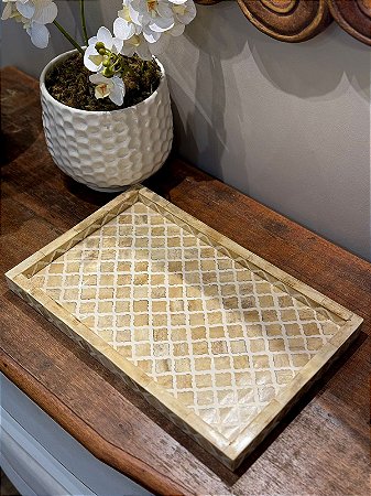 Bandeja - Osso - Bege - 41CM