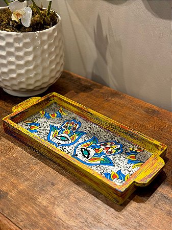 Bandeja - Madeira - Pintado à mão - Hamsa