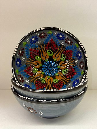 Bowl - Cerâmica - Turquia - Tamanho Médio - Alto Relevo - Cinza