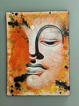 Quadro Tela Buda - Pintura Relevo