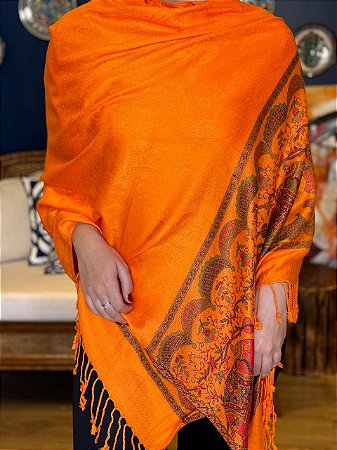 Pashmina de Viscose - Estampada - Laranja