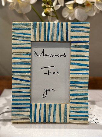 Porta Retrato - Foto 10 x 15 - Osso - Azul Claro