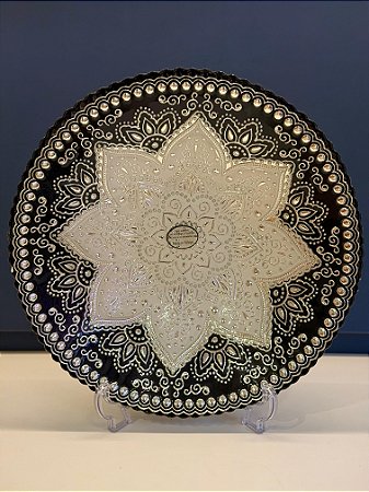 Centro de Mesa em Vitral - Preto e Prata - Grande