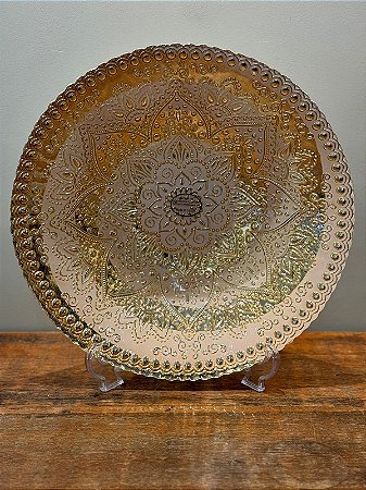 Centro de Mesa em Vitral - Rosa Claro e Dourado - Grande