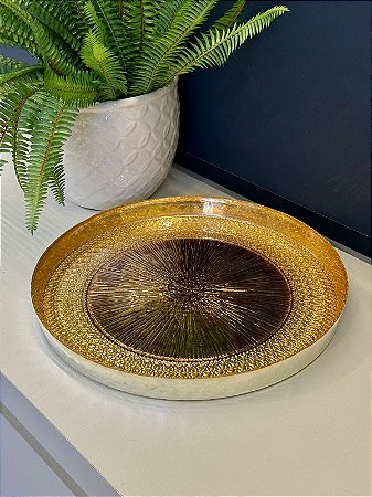 Bandeja em Vitral - Turca - Pintado à mão - Dourado