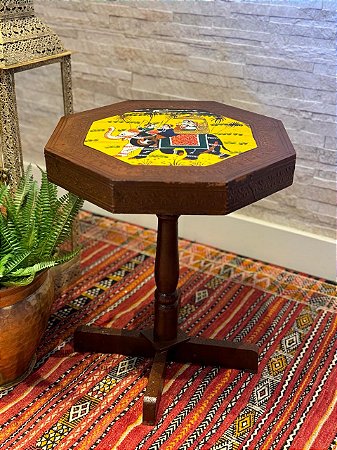 Mesa de Apoio - Madeira - Pintado à Mão - Amarelo - M