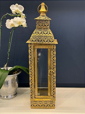 Lanterna - Metal - Dourada - 58cm - M