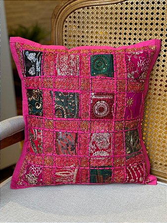 Capa Para Almofada - Patchwork - Pink e Colorido