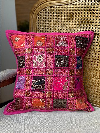 Capa Para Almofada - Patchwork - Pink e Colorido