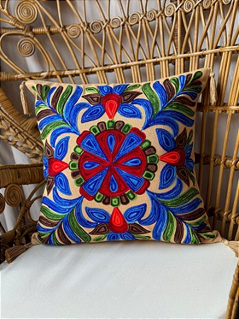 Capa de Almofada Bordada Tassel 45x45 Bege