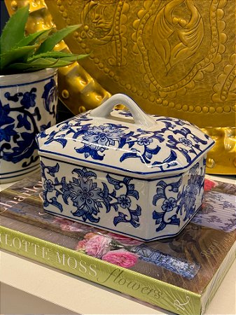 Pote - Ceramica - Azul e Branco
