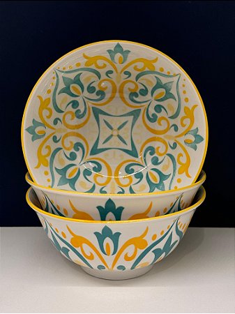 Bowl - Cerâmica - Verde e Amarelo - Tamanho Médio