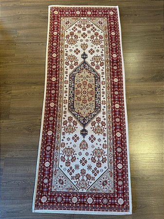 Tapete - Passadeira - Modelo Turco - Vermelho e Bege - 1,80 x 0,70MT