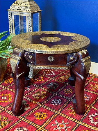 Mesa - Pé de Elefante - Madeira - Com Aplique de metal - M
