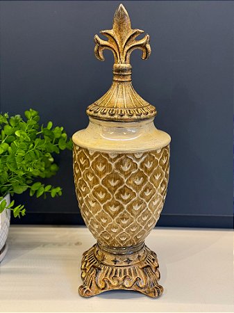 Potiche - Ceramica - Marrom e Bege - 46CM