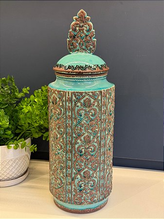 Potiche - Ceramica - Turquesa - 49CM