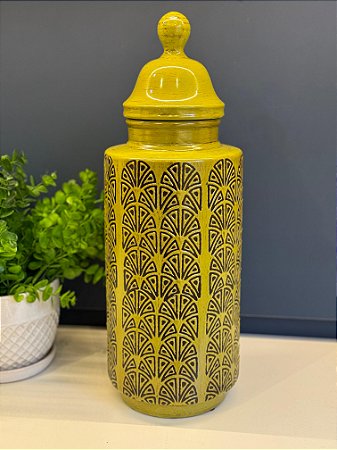 Potiche - Ceramica - Verde e Preto - 48,5CM