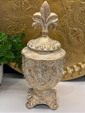 Potiche - Off White e Dourado - Ceramica - 39,5cm