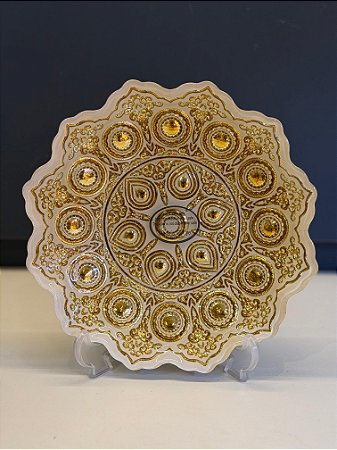 Centro de Mesa em Vitral - Off White e Dourado - Mini