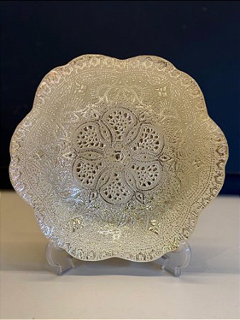 Centro de Mesa em Vitral - Branco e Prata - Mini