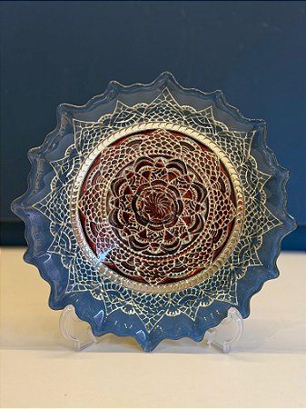 Centro de Mesa em Vitral  - Cinza, Vinho e Prata - Mini