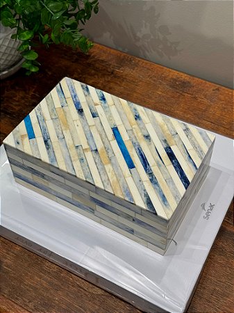 Caixa Decorativa - Osso - Tons de Azul