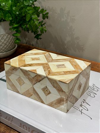 Caixa Decorativa - Osso - Off White e Marrom