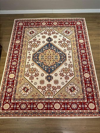 Tapete - Modelo Turco - Vermelho e Bege - 2,0 x 2,50 MT