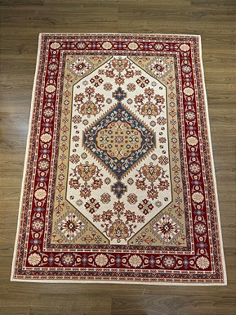 Tapete - Modelo Turco - Vermelho e Bege - 1,40 x 2,0 MT