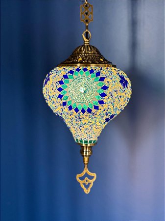 Luminária de Teto Turca Gota Azul