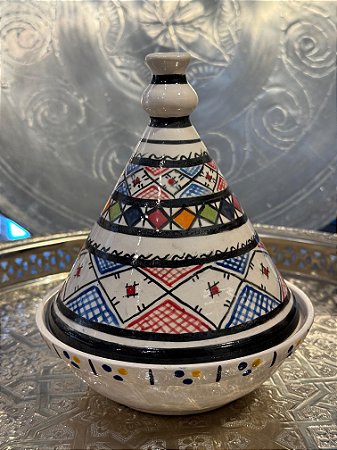 Tagine Saleiro - Modelo Marrocos - Preto, Azul, Verde, Laranja e Vermelho