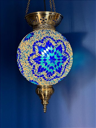 Luminária de Teto Turca Grande Azul