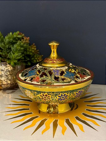 Pote - Latão - Dourado - Verde e Colorido