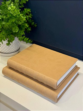 Conjunto Livro Caixa - Decorativo - Couro Sintético - Fendi