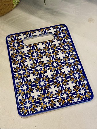 Tábua Turca - Cerâmica - Pequeno - Azul, Branco e Amarelo