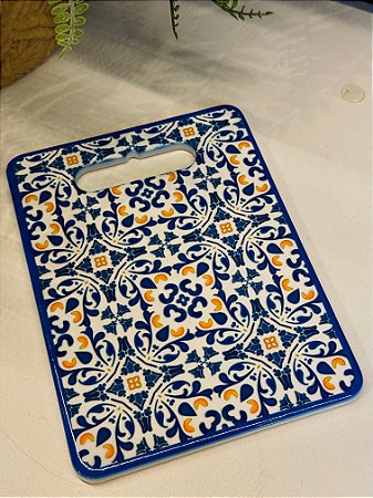 Tábua Turca - Cerâmica - Pequeno - Azul, Branco e Amarelo