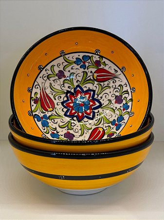 Bowl - Cerâmica - Turquia - Amarelo - Tamanho Grande