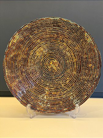 Centro de Mesa em Vitral - Dourado e Turquesa - Grande